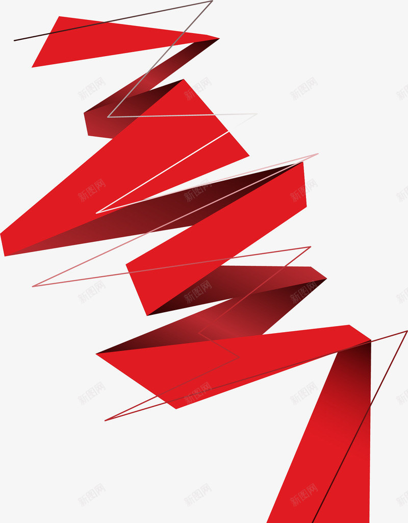 红色螺旋折纸效果png免抠素材_88icon https://88icon.com 折纸效果 矢量png 科技感 科技条纹 红色彩带 红色折纸