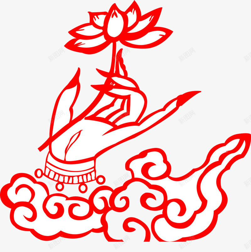 简单的线描png免抠素材_88icon https://88icon.com 手指素材 手绘 祥云素材 红色素材 金莲花