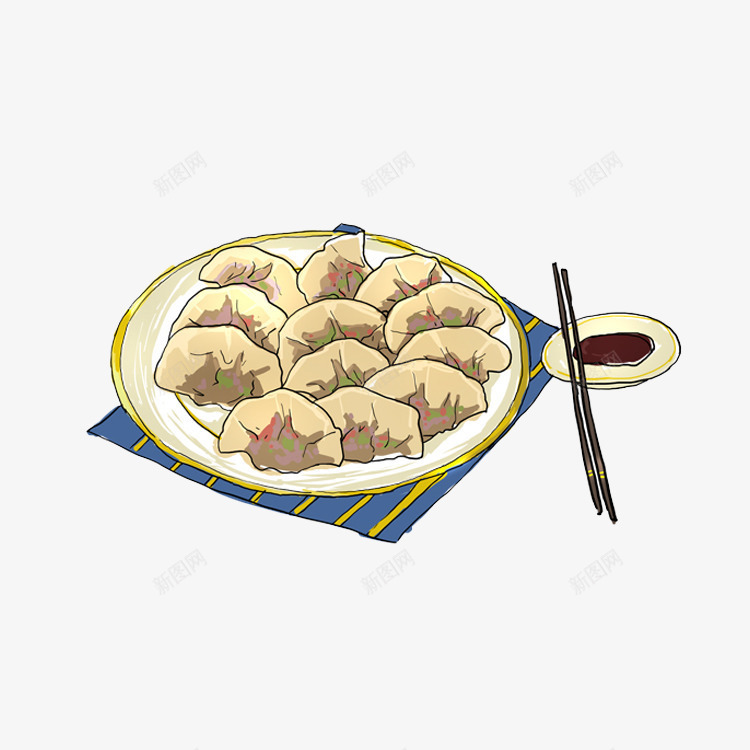 手绘节日饺子食物png免抠素材_88icon https://88icon.com 年夜饭 新年 春节 节日 除夕饭 食品 食物 饺子