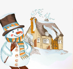 卡通手绘圣诞节雪人背景素材