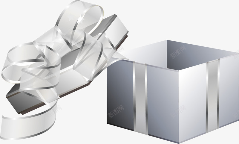 银白色打开的礼物盒png免抠素材_88icon https://88icon.com 打开 礼物 礼物盒 银白色