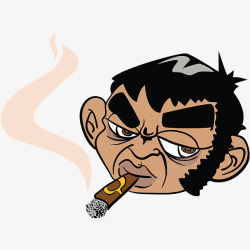 卡通抽雪茄的男人头像插画素材