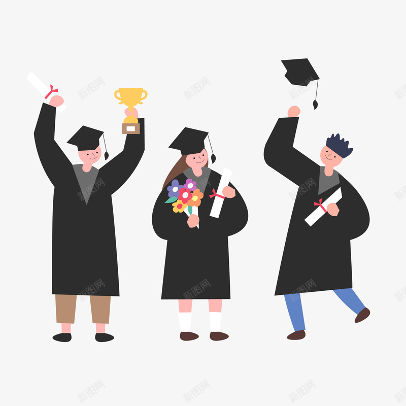 卡通手绘学生毕业矢量图eps免抠素材_88icon https://88icon.com 免抠图PNG 卡通 学生 手绘 毕业 矢量图