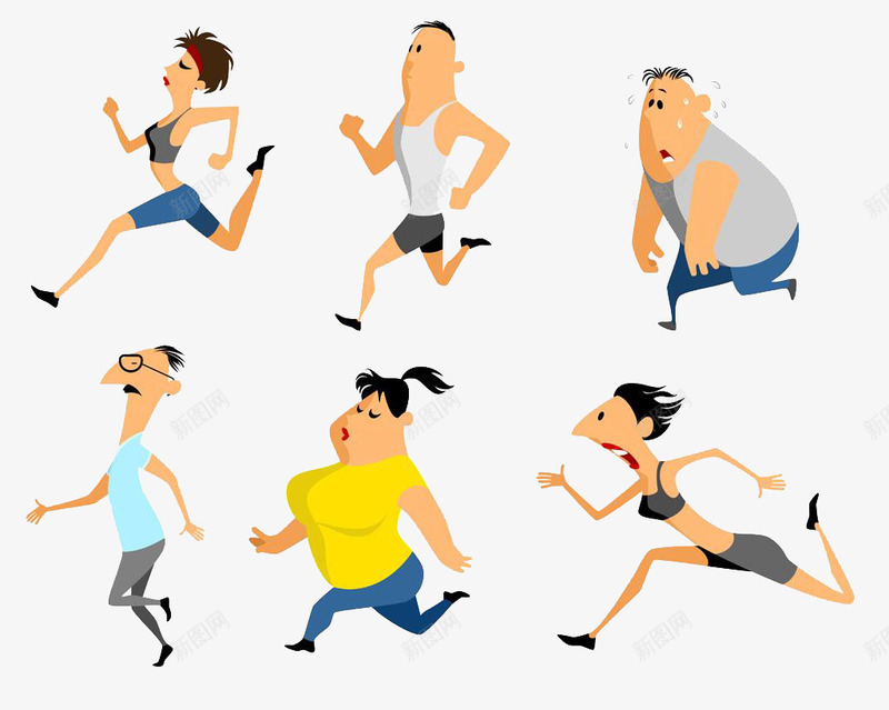 不同的男女跑步姿态png免抠素材_88icon https://88icon.com 卡通人物 展示 装饰 跑的人