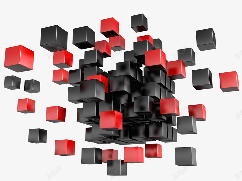 一堆立方体png免抠素材_88icon https://88icon.com 一堆立方体 光泽 动感立方体 商务 建筑 抽象 方形盒子 科技 红色 黑色
