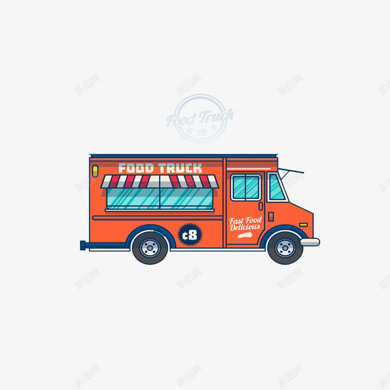 FoodTruck红色快餐车png免抠素材_88icon https://88icon.com 快餐 流动早餐车 食物