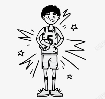 手绘可爱的小龙手绘抱篮球的男孩案图标图标