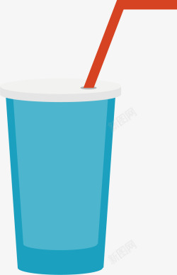 蓝色饮料杯矢量图素材