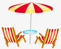 夏天沙滩躺椅度假素材
