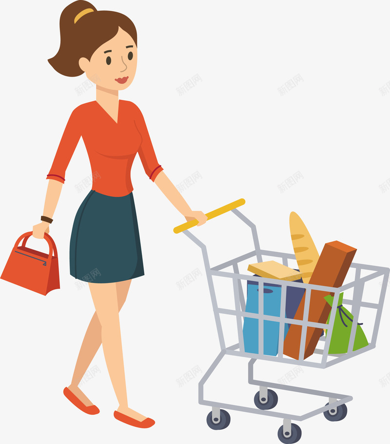 一个女子超市购物矢量图eps免抠素材_88icon https://88icon.com 女士购物 矢量购物 购物 购物PNG 超市 超市购物 矢量图