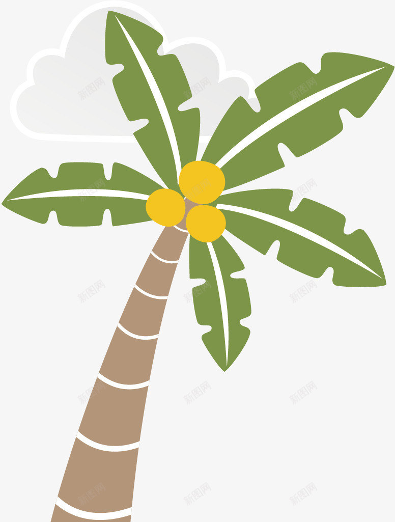 绿色的椰子树矢量图ai免抠素材_88icon https://88icon.com 参天大树 大树 树木 椰子树 热带树木 矢量图