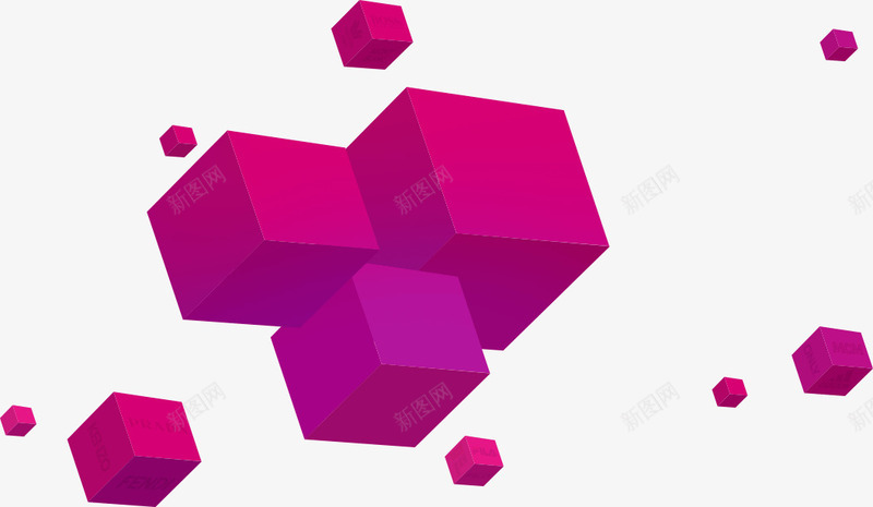 粉紫色方块漂浮装饰png免抠素材_88icon https://88icon.com 方块 漂浮 紫色 装饰