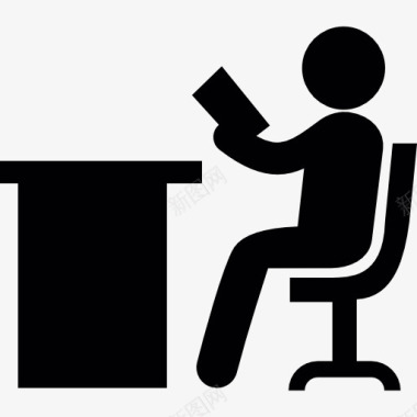 椅子读书的人在办公室图标图标