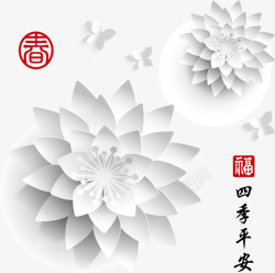 漂浮白色莲花四季平安素材