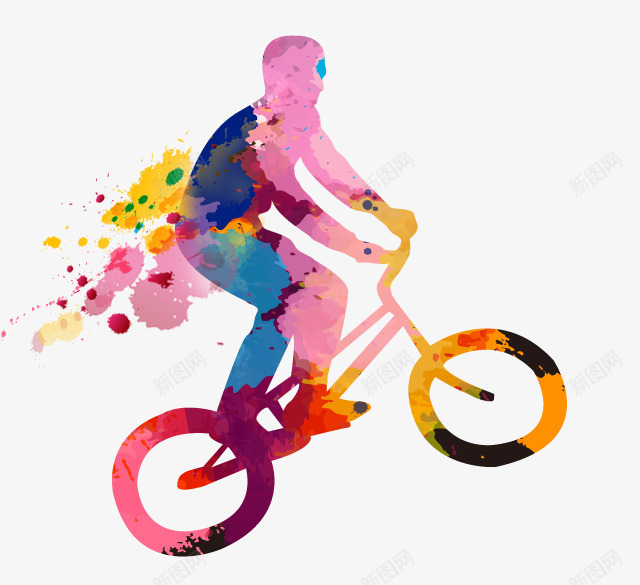创意彩色动感元素png免抠素材_88icon https://88icon.com 创意彩色动感元素 卡通 炫彩 骑自行的人