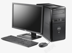 一台黑色的电脑和主机素材