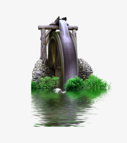 手绘小水车素材