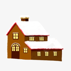 卡通手绘冬天雪覆盖的房子素材