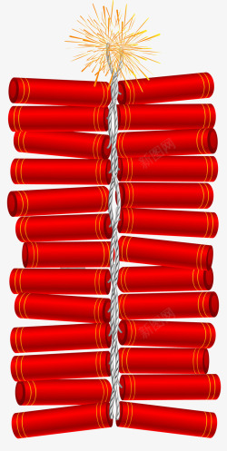 春节红色大串鞭炮素材