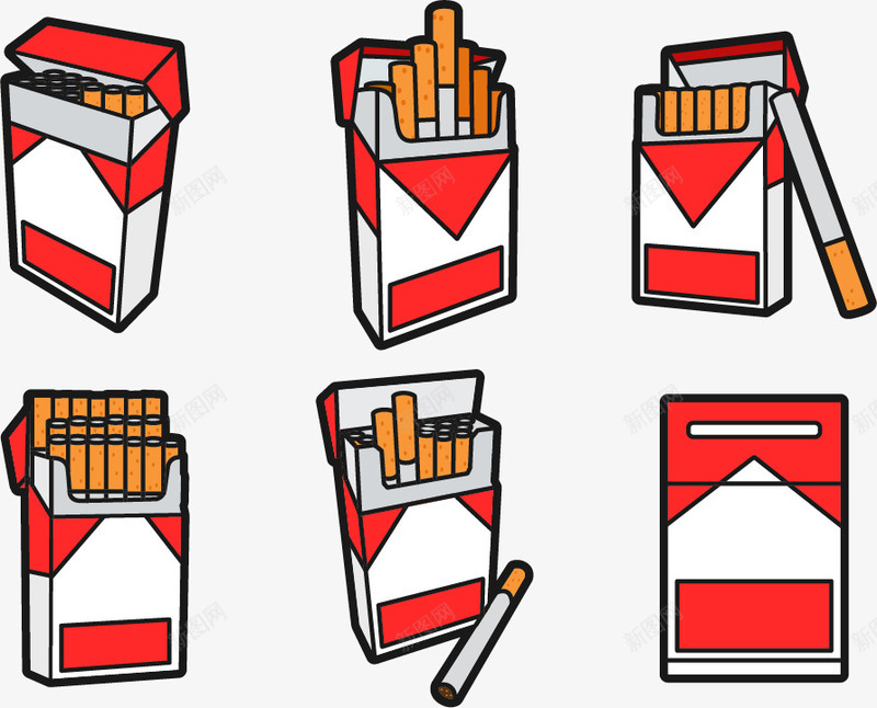 卡通烟打开烟盒png免抠素材_88icon https://88icon.com 卡通 吸烟 吸烟有害健康 烟 烟盒