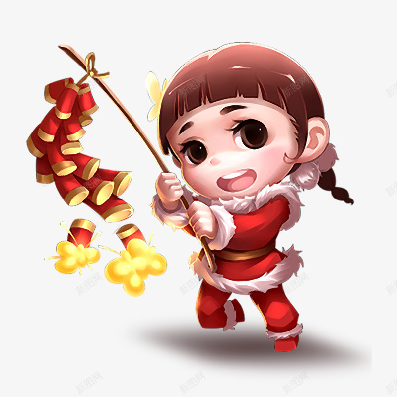 卡通可爱的小女孩放鞭炮png免抠素材_88icon https://88icon.com 人物设计 卡通 可爱 小女孩 放鞭炮 新年 春节