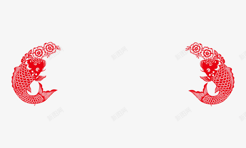 红色中国风鲤鱼装饰图案png免抠素材_88icon https://88icon.com 中国风 双喜临门 年年有余 新年 春节 红色 鲤鱼