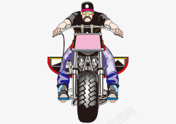 卡通手绘骑摩托车正面男人矢量图素材