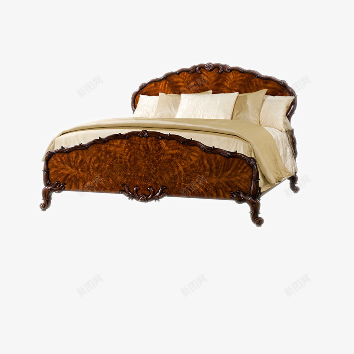 欧式木床png免抠素材_88icon https://88icon.com 古典复古 家具 木床 木椅 桌子 欧式木台 软装