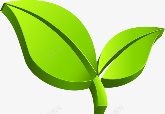 节能环保绿色立体叶子矢量图图标图标