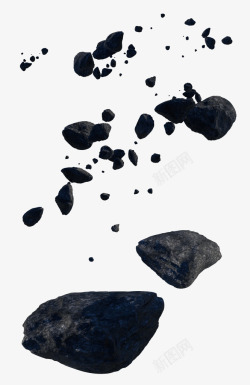 碎石黑色岩石漂浮装饰素材