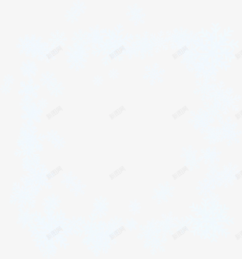 蓝色雪花框架png免抠素材_88icon https://88icon.com 冬季雪花 清新花纹 漂浮雪花 简约框架 蓝色雪花 边框纹理