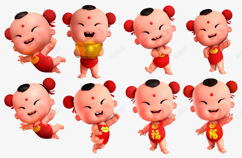 招财童子3D全新造型组合png免抠素材_88icon https://88icon.com 喜庆 招财童子 新年 春节