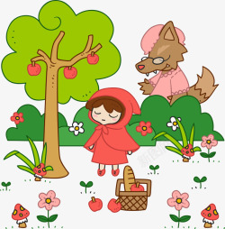 大树下的红衣女孩素材