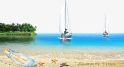 海洋沙滩帆船背景素材