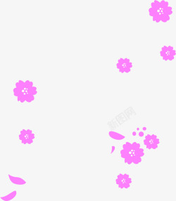 玫红粉紫漂浮卡通花瓣素材