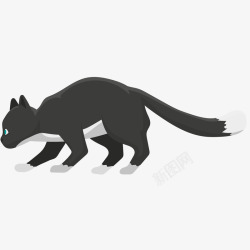 卡通黑色的小猫咪矢量图素材