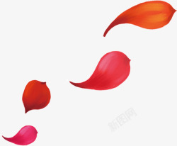 红色漂浮创意可爱蝌蚪花瓣素材