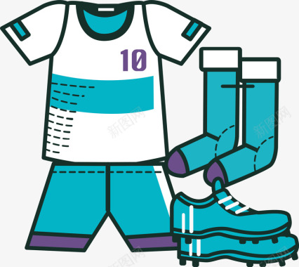 蓝色运动套服足球运动装备场地矢图标图标