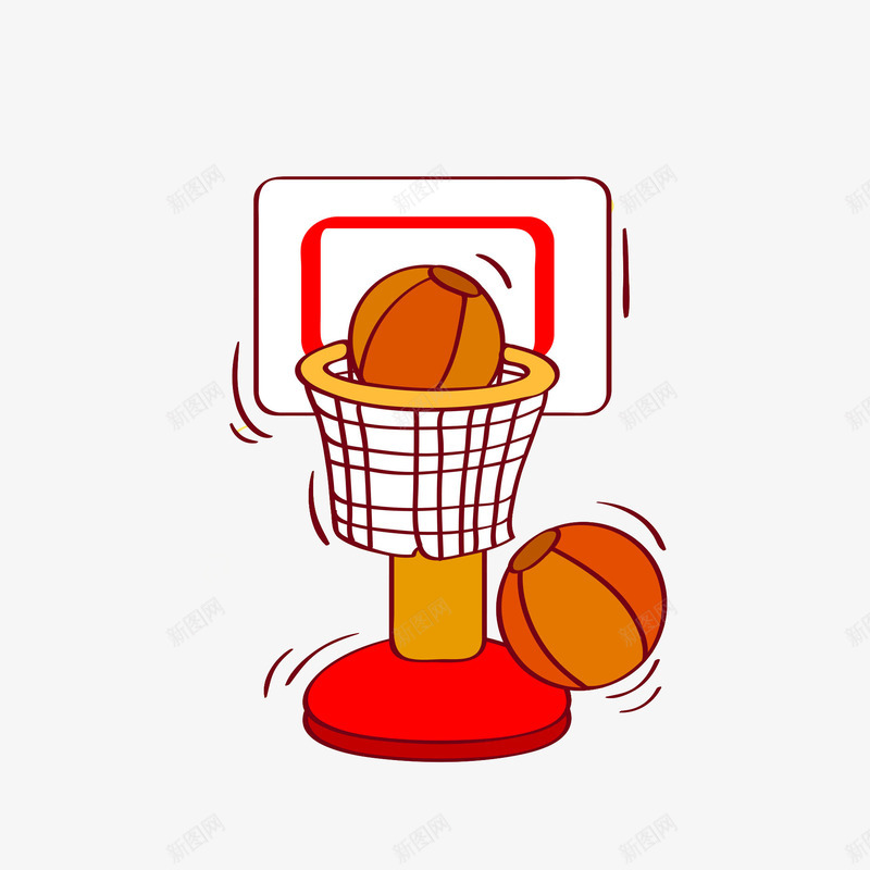 卡通创意篮球框图png免抠素材_88icon https://88icon.com 创意的 卡通 场景 投篮 插图 篮球 篮球框