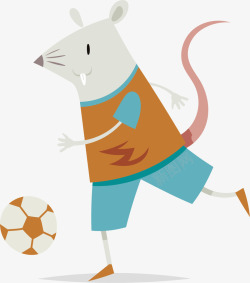 踢足球的卡通老鼠小人矢量图素材