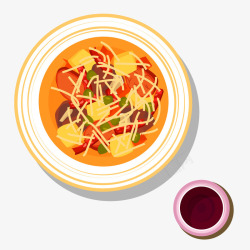 手绘蔬菜沙拉卡通美食中式炒菜矢量图高清图片