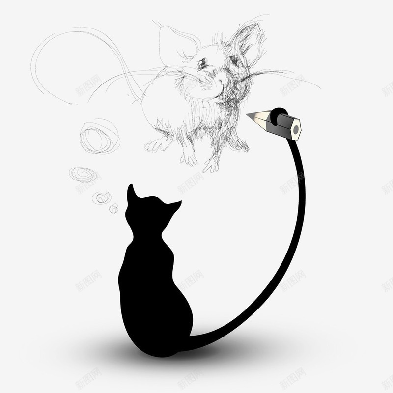 猫和老鼠png免抠素材_88icon https://88icon.com 手绘老鼠 猫 猫咪 猫咪剪影 老鼠