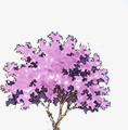 手绘园林粉色漫画大树素材