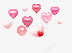 爱心粉红气球情人节漂浮装饰ps素材