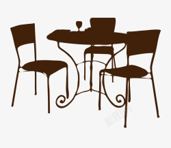 咖啡色桌子椅子素材