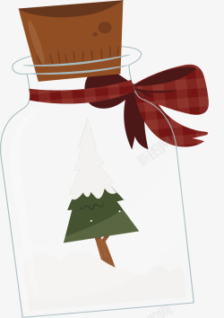 圣诞节许愿瓶卡通的圣诞节圣诞树矢量图高清图片