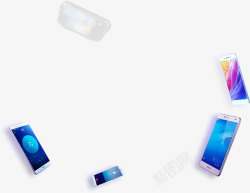 蓝色漂浮双11手机装饰素材