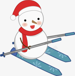 卡通滑雪的雪人图素材