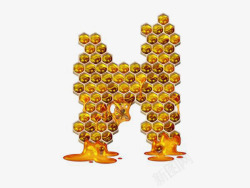 创意蜜蜂蜂巢字母形象展示素材