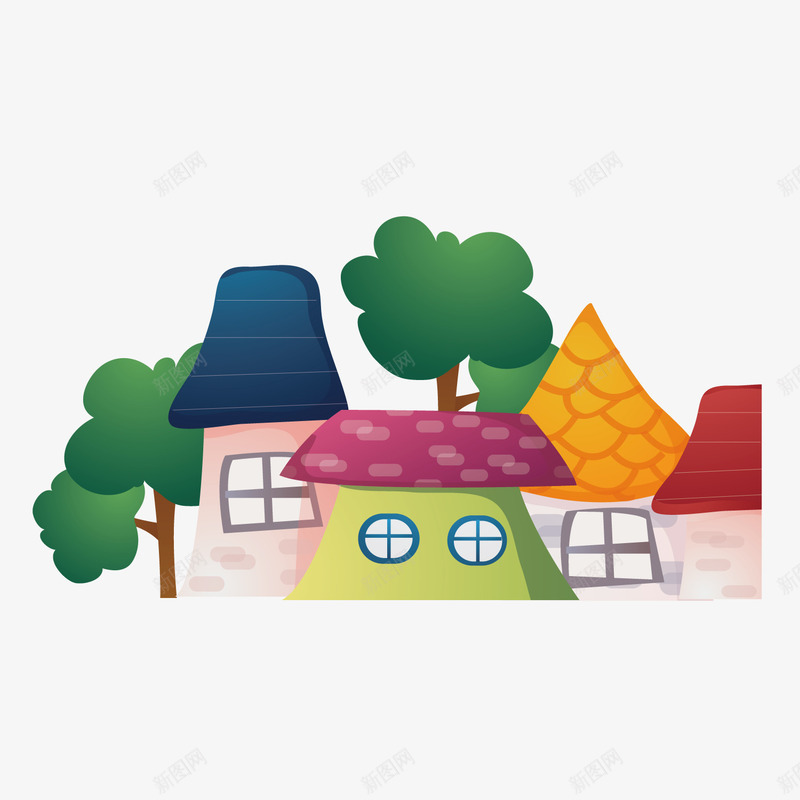 卡通建筑房屋png免抠素材_88icon https://88icon.com 卡通 大树 建筑 房屋